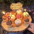 Happy-Birthday-Mummy-Cup-Cake-Topper-_3d-Printer_PLA-Print-in-place-gift-for-friends-and-family-by-c.jpg Customizable Happy Birthday Cake Topper - Slicer Editable No CAD needed