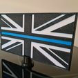 20231002_133424.jpg UK The Thin Blue Line Double Sided Flag Police Law Enforcement Memorial Union Jack With Stand.