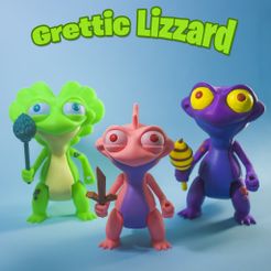 1.jpg STL file Grettic Lizzard articulated (Assembly)・3D printer design to download