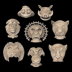 JUNTAS-2.png 3D file LION KING MUSICAL - 8 MASK PACK - (With discount)・3D print design to download