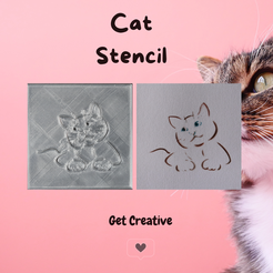 Cat-Stencil.png Fichier STL Pochoir à chat・Plan pour impression 3D à télécharger