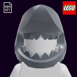 24076.png Fichier STL LEGO Minifigure, Masque Coiffure Tête de Requin・Objet pour impression 3D à télécharger