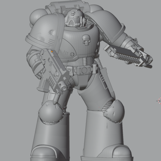 sci fi soldier with chainsaw and gun from darkworlds