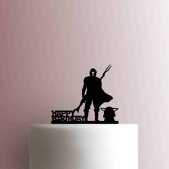 JB_Star-Wars-The-Mandalorian-Happy-Birthday-225-B302-Cake-Topper.jpg STL file STAR WARS HAPPY BIRTHDAY TOPPER・3D printing design to download