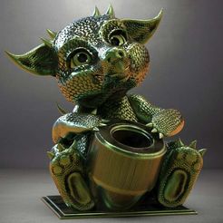 BabyDragon_pot.jpg Fichier STL gratuit BABY DRAGON - Porte-stylo・Design pour imprimante 3D à télécharger