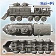 5.jpg Post-apo train on wheels with armoured turrets and front shovel (5) - Future Sci-Fi SF Post apocalyptic Tabletop Scifi