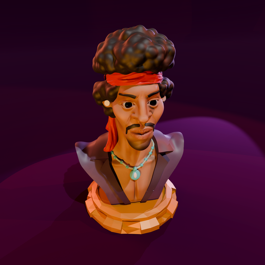 STL file jimi hendrix cartoon bust 👤 ・3D printable design to download・Cults