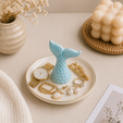 9.png Mermaid Tail Ring Holder | Coastal Jewelry Dish | Beach Decor Organizer | Ocean Trinket Tray | 3D Printable STL