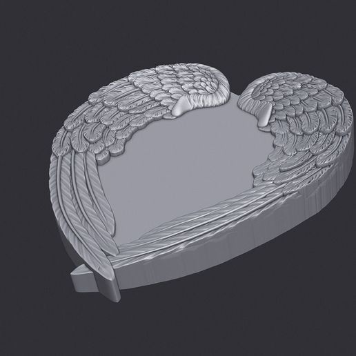 👼 Angel Wings and Heart Memorial 3D STL Model – Symbolic Wings & Heart ...