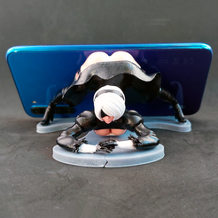 C-2-F.png STL file 2b nier automata phone holder 3 versions・Template to download and 3D print