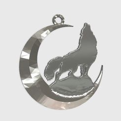 dcbcfa290f78fff2ee00f36fbf1e7d97_display_large.jpg Free STL file wolf + moon keychain・3D printing template to download