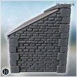 8.jpg Open-front stone shelter with sloped corrugated metal roof, timber post support, brick interior wall, raised storage platform and bare earth floor for equipment staging (8) - Modern WW2 WW1 World War Diaroma Wargaming RPG Mini Hobby