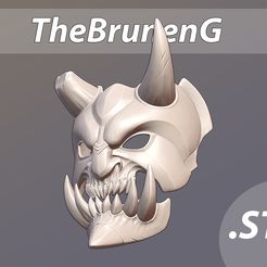1.jpg Archivo STL Máscara personalizada oni demonio para cosplay o halloween modelo de impresión 3D・Modelo para descargar y imprimir en 3D