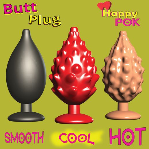 Fantasia 3 tipos diferentes de plug anal para adultos,Arquivo STL para  Impresso 3DCults