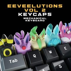 portada.jpg Fichier STL Collection de Keycaps Eeveelutions Vol 2 - Clavier mécanique・Objet imprimable en 3D à télécharger