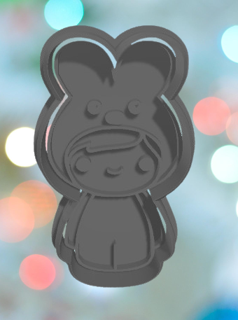 Easter Mallow Bunny Dress Up Cookie Cutter 3D model