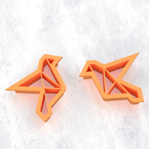 2 pcs POLYMER CLAY CUTTERS - ORIGAMI BIRD 3D model