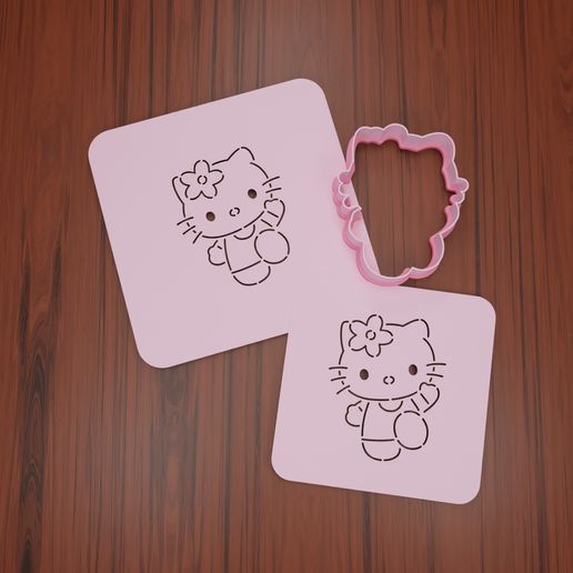 HellowKitty004-Stencil-cutter.jpg Set Stencil + Cutter "Hellow Kitty #1".