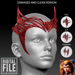 DAMAGED AND CLEAN VERSION EY ret ed Scarlet Witch Crown - Wanda Tiara Headpiece - Multiverse of Madness inspired version - fan made 3D model