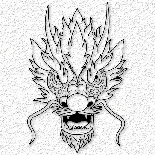 chinese dragon face outline