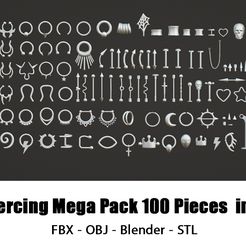 piercing_cg.jpg Archivo 3D Mega Pack Piercing - 100 piezas en 1・Objeto de impresión 3D para descargar