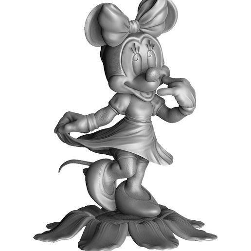 12.jpg Minnie mouse con flor. STL 3d imprimible montar y sólido.