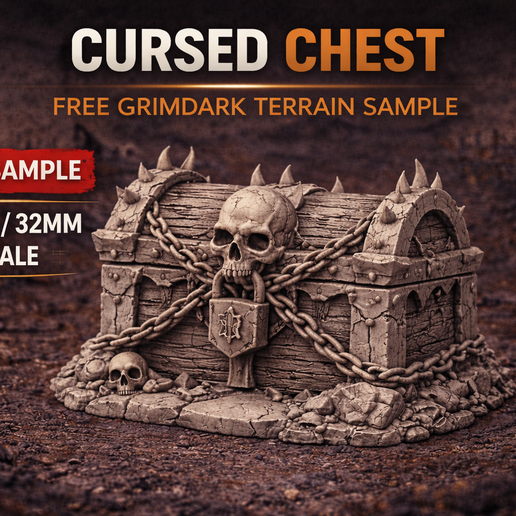 Cursed Chest - FREE Grimdark Terrain Sample (28mm / 32mm)