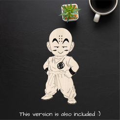 Krillin-on-woodS.png Archivo STL KRILLIN DRAGON BALL FIGURE LASER CUT FILE・Modelo de impresión 3D para descargar