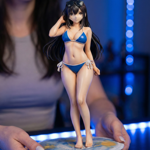 Bikini Anime Girl in Swimsuit 3D Printable STL File | Summer Beach Waifu Miniature | Female Figure Digital Download