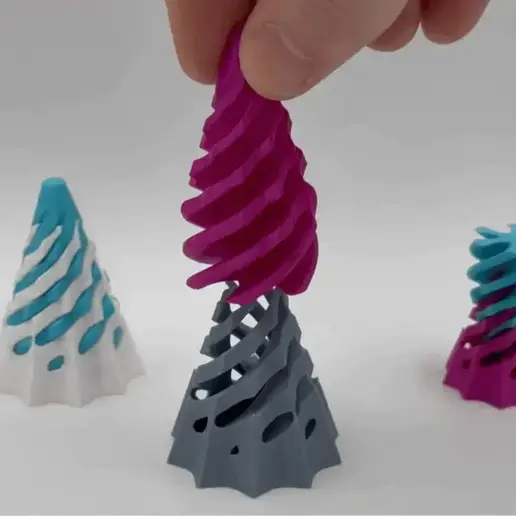 special_cone_spiral_fidget.webp Spiral Passthrough Fidget - Curved Dodecagonal Pyramid