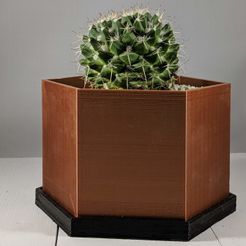 cults3d.jpg Free STL file Hexagon Planter With Drainage and Dish・Template to download and 3D print