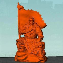 Snap101.jpg STL-Datei Guangong with flag kostenlos・Modell für 3D-Druck zum herunterladen, stronghero3d