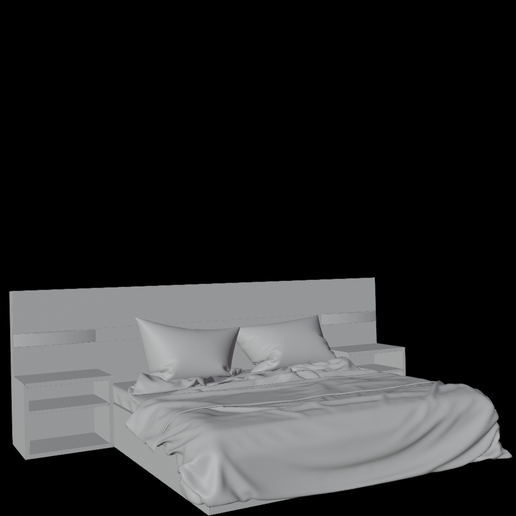 Modern Double Bed with Integrated Nightstands
