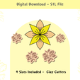flower-embossing-clay-cutters.png Flower 02 Clay Cutter for Polymer Clay | Digital STL File | Clay Tools | 4 Sizes Embossing Clay Cutters