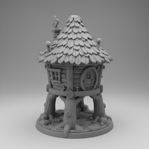 Whimsical Woodland Treehouse Sculpture