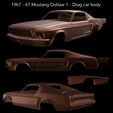 mustang-outlaw-1.png Fichier STL 1967 - 67 Mustang Outlaw 1 - Carrosserie de voiture de dragster・Objet pour impression 3D à télécharger