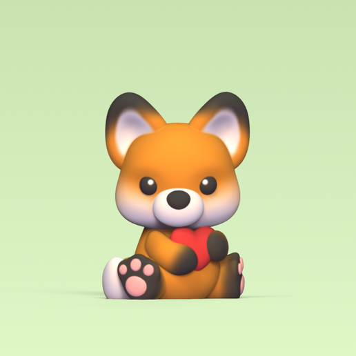 Fox Hugging Heart 3D model