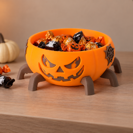 Jack-O’-Lantern Spider Candy Bowl – Halloween Treat Dish 3D model