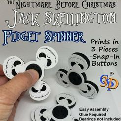 NBC-Jack-Fidget-IMG.jpg Pesadilla antes de Navidad Jack Skellington Fidget Spinner + Botones Fun Toy STL 3MF Files