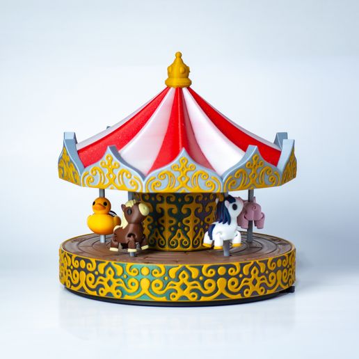 🎠 Carousel - Motorized merry go round・Free STL File for 3D printing・Cults