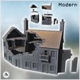 1-PREM.jpg Set of two damaged buildings with visible interiors, double chimneys, balcony, and exterior parapet (39) - Modern WW2 WW1 World War Diaroma Wargaming RPG Mini Hobby