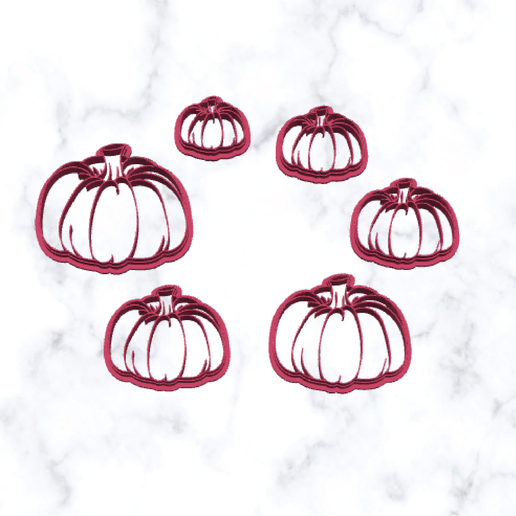 6 STL Sizes of Pumpkin Cutters for Polymer Clay Earrings 3D model