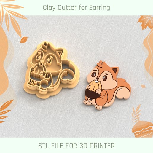 Squirrel Autumn Polymer Clay Cutter 3D model