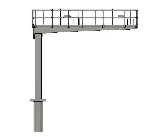 Signal Gantry 2.JPG Pórtico de señales moderno para modelismo ferroviario OO con orificios ocultos para cables