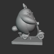 Totoro_moped_re1.png Totoro Riding Vintage Moped | STL 3D Print Model