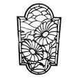 EPQE0442.jpg Floral Stained Glass Window Outline, Decorative Window 2d Wall Art Decor