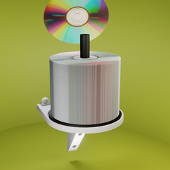 render_001.png STL file Wall bracket for cd/dvd disc tower・3D printer model to download