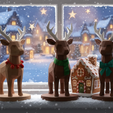 7.png Reindeer Poly Statue SET of 3 - Christmas Deer Decor - Winter Sculpture Trio