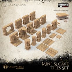 1000X1000-mine-tileset.jpg STL file Mine & Cave Tiles Set・Model to download and 3D print