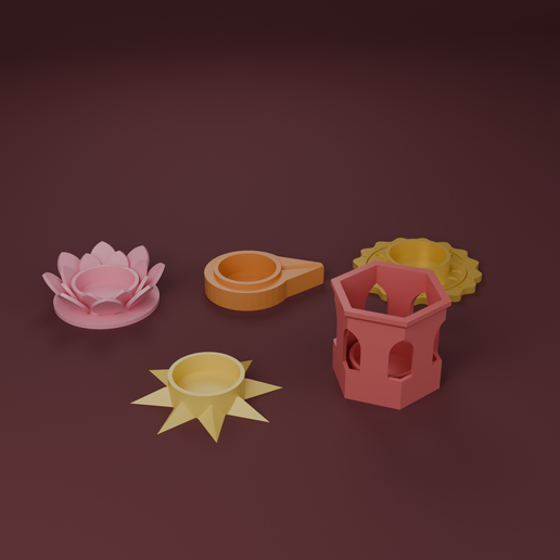 Diwali Diya Tealight Holder PACK – 5 Designs | Lotus, Mandala, Jali | No Supports
